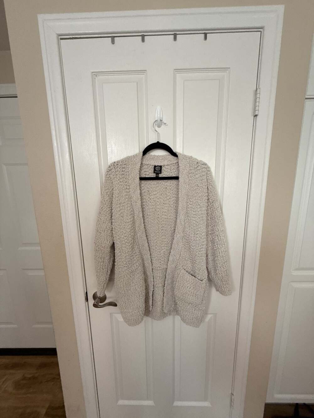 Bobeau Women's Size S Cream Popcorn Knit Open Front Cardigan